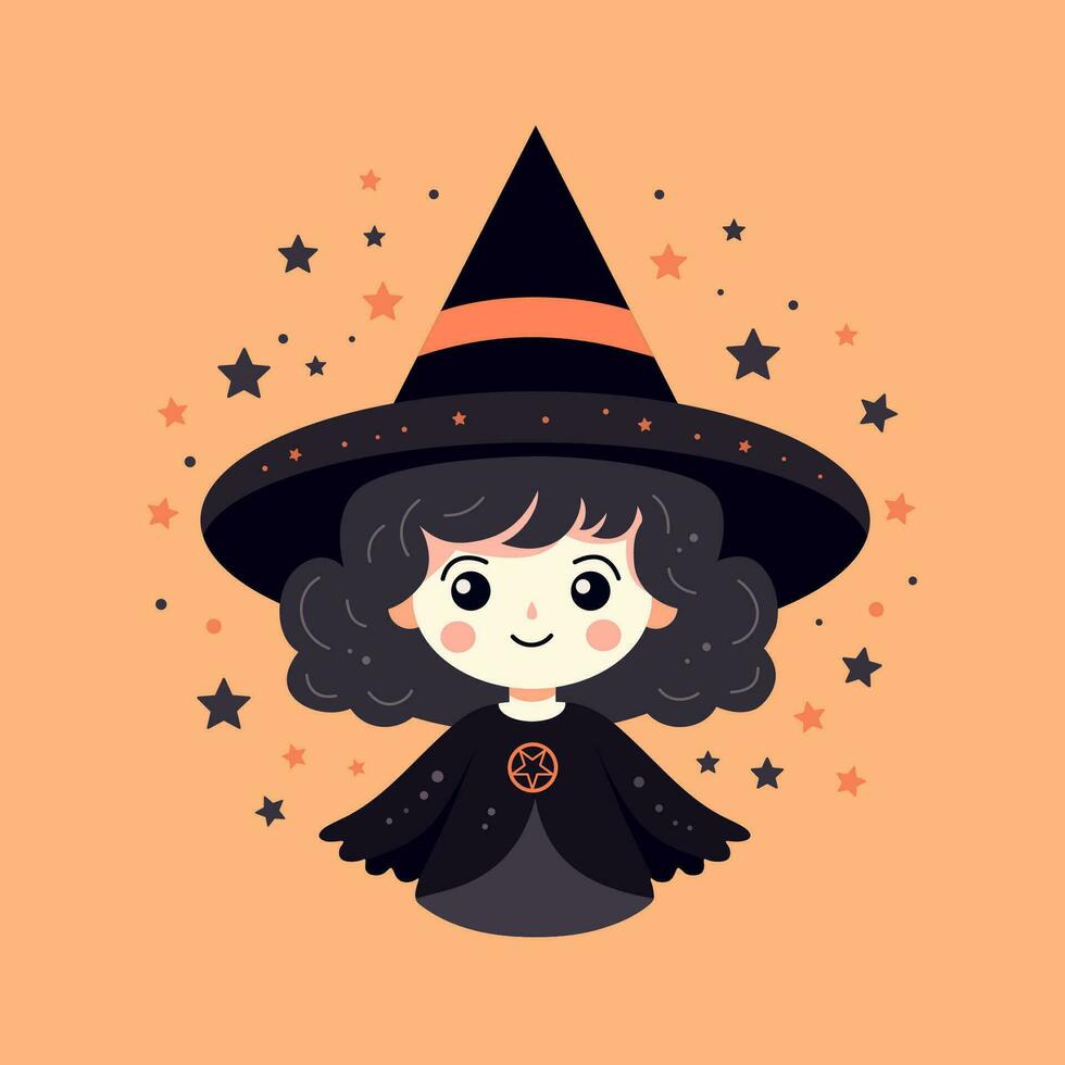 fofa pequeno bruxa. dia das Bruxas ilustração. desenho animado
